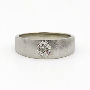 Vintage 14k White Gold Diamond Starburst Ring Size 7 4g